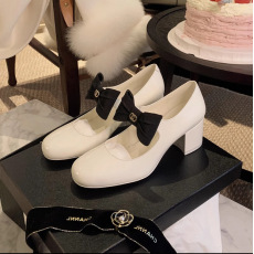 批发葡萄同款 小香风蝴蝶结高跟玛丽珍鞋2024新款法式粗跟<b class='q'>公主</b>小皮鞋