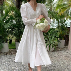 批发尺寸已更新 法式中古气质温柔蕾丝拼接收腰显瘦<b class='q'>连衣裙</b>