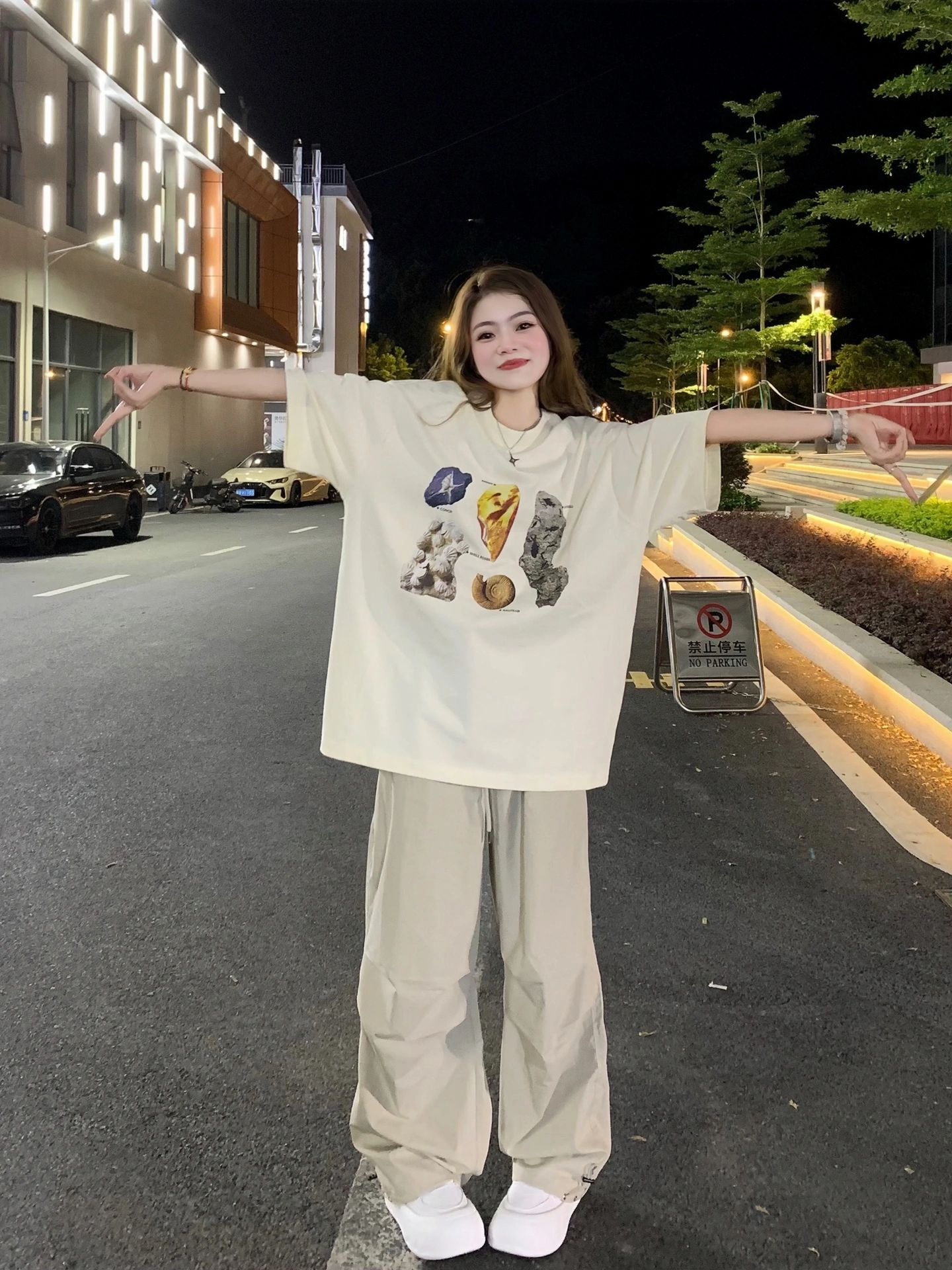 220克精梳緊密賽洛港風創意個性印花短袖T恤女