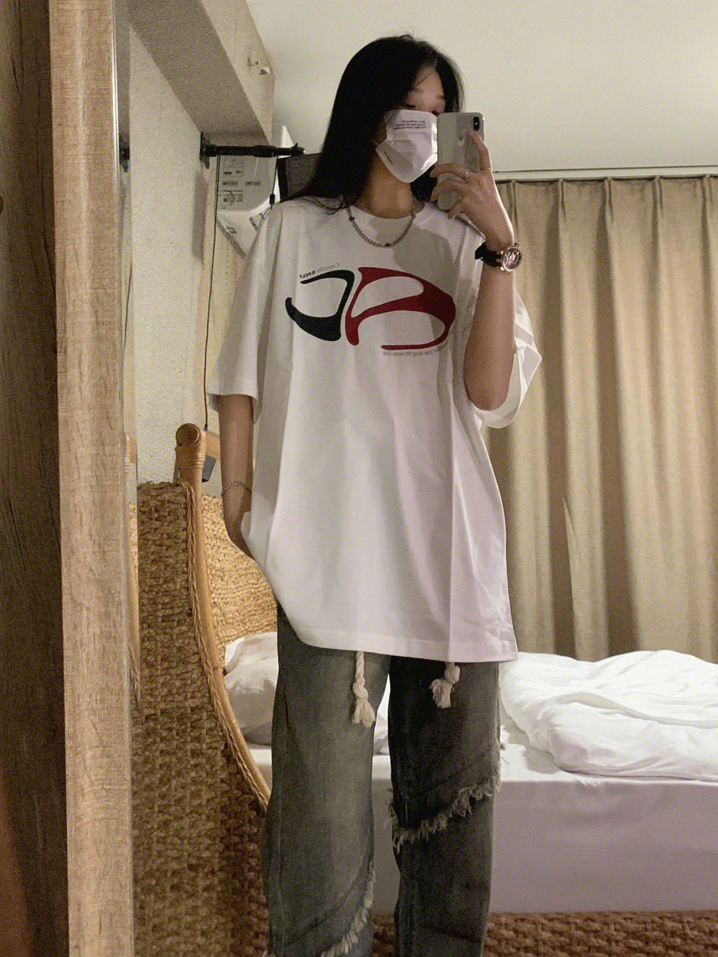220克精梳緊密賽洛學院風獨特别致印花短袖T恤女