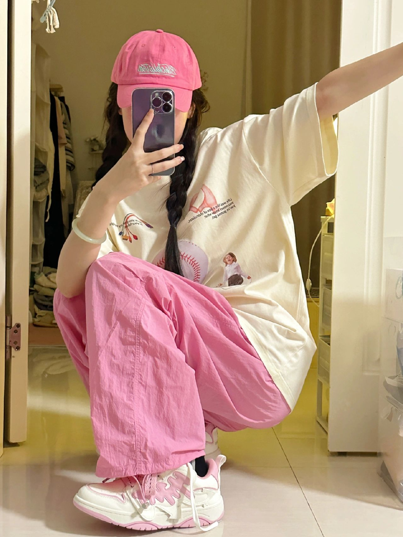 220克精梳緊密賽洛少女風卡通女孩印花短袖T恤上衣