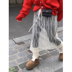 批发韩国ins穿搭网纱透视绑带外搭蕾丝半身裙罩裙围裙#864