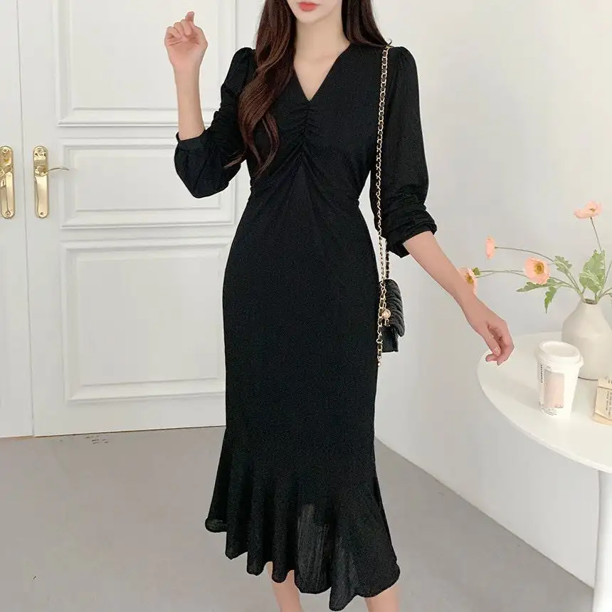 프렌치 V라인 풍성한 소매 원피스 상세 이미지 19