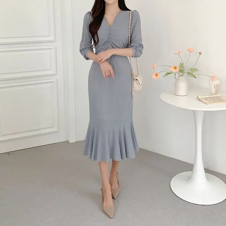 프렌치 V라인 풍성한 소매 원피스 상세 이미지 20