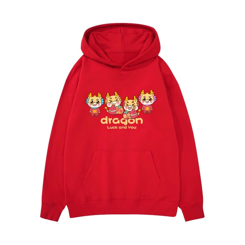 Official picture of zodiac year of the dragon sweatshirt couple wear autumn and winter 2024 new year red women's fashion clothes