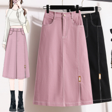 批发实拍2026春<b class='q'>夏</b>款大码中长牛仔裙女松紧高腰胖MM弹力<b class='q'>夏</b>款百搭半身裙