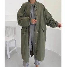 批发2026装<b class='q'>韩国</b>chic慵懒风立领单排扣宽松休闲长袖中长款<b class='q'>风衣</b>外套女