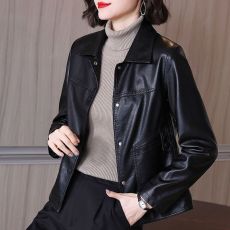 批发时尚<b class='q'>真皮</b><b class='q'>皮衣</b><b class='q'>女</b>2025新款秋冬韩版宽松休闲气质百搭绵羊皮夹克外套