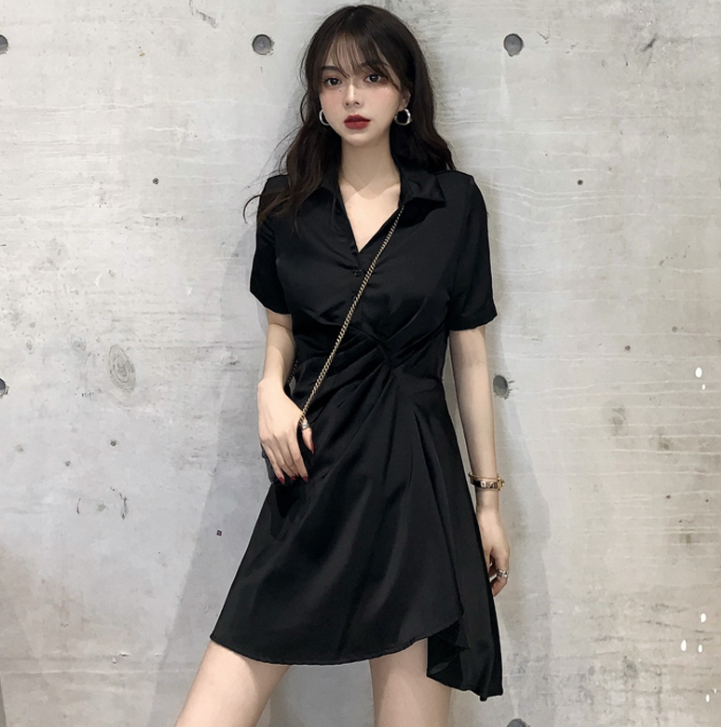 RY3657# 夏装新款大码女装复古胖MM遮肚子显瘦褶皱收腰连衣裙 M-4XL200斤