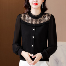批发实拍2026秋季新款半高领蕾丝女妈妈洋气质时尚打底小衫修身上衣