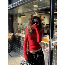 批发实价有货本命年红色半高领内搭<b class='q'>打底衫</b>羊毛毛衣短款修身<b class='q'>针织衫</b>上衣