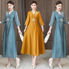 批发中国风女装日常古风裙子茶服2026新款汉服女夏改良汉元素连衣裙