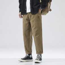 批发实拍2024新款潮牌微锥哈伦裤休闲裤男青年宽松直筒纯棉工装裤男