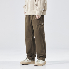 批发实拍2024新款宽松直筒纯棉休闲裤男潮牌百搭美式阔腿工装裤