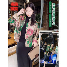 批发新中式国风女装<b class='q'>外套</b>女秋季2026年新款织锦印花上衣国潮