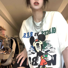 批发特价220克精梳紧密赛洛趣味卡通<b class='q'>米奇</b>老鼠印花短袖<b class='q'>T</b><b class='q'>恤</b>