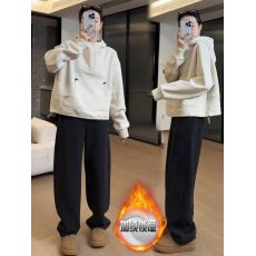 批发潮流<b class='q'>卫衣</b><b class='q'>套装</b><b class='q'>女</b>半拉链设计感上衣显瘦拖地裤<b class='q'>女</b>冬季加绒加厚两件套