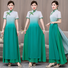 批发2026新款改良走秀<b class='q'>旗袍</b>奥黛春夏<b class='q'>长款</b>中国风仙气大码高端演出服女