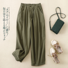 批发<b class='q'>春</b>秋纯棉女士阔腿九分裤宽松薄款休闲松紧腰显瘦气球裤日式森系潮
