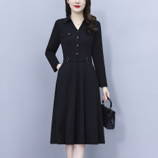批发高端连衣裙女秋冬2026<b class='q'>新款</b>时尚中长女人味气质显瘦洋气裙子单排扣