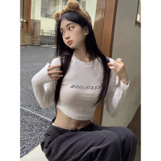 官图 原版质量40支棉罗纹 小众修身T恤女设计感长袖打底衫