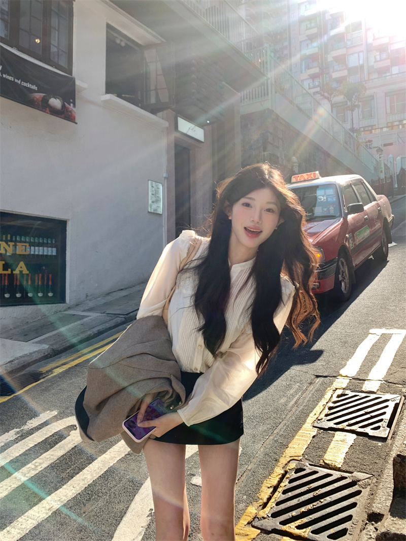 실사 乖離 카드 프랑스식 한 부서 상쾌 미니멀리즘 레이스 레이스 셔츠 슬립 투피스 세트