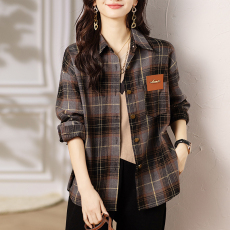 批发限价+12+小视频  休闲格子<b class='q'>衬衫</b>外套女2026秋款开衫百搭上衣
