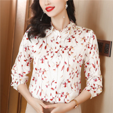 批发年轻妈妈印花色<b class='q'>真丝</b><b class='q'>衬衫</b>女士上衣长袖重磅桑蚕丝<b class='q'>衬衣</b>开衫气质春装