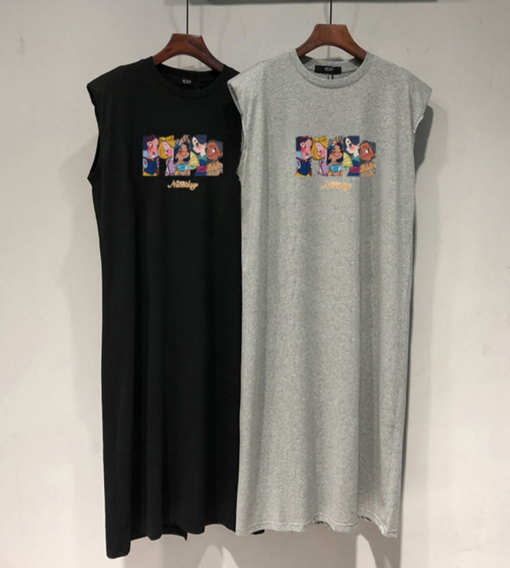仿棉牛奶絲180克無袖長裙女夏季寬鬆連衣裙中長款背心裙#專供外貿