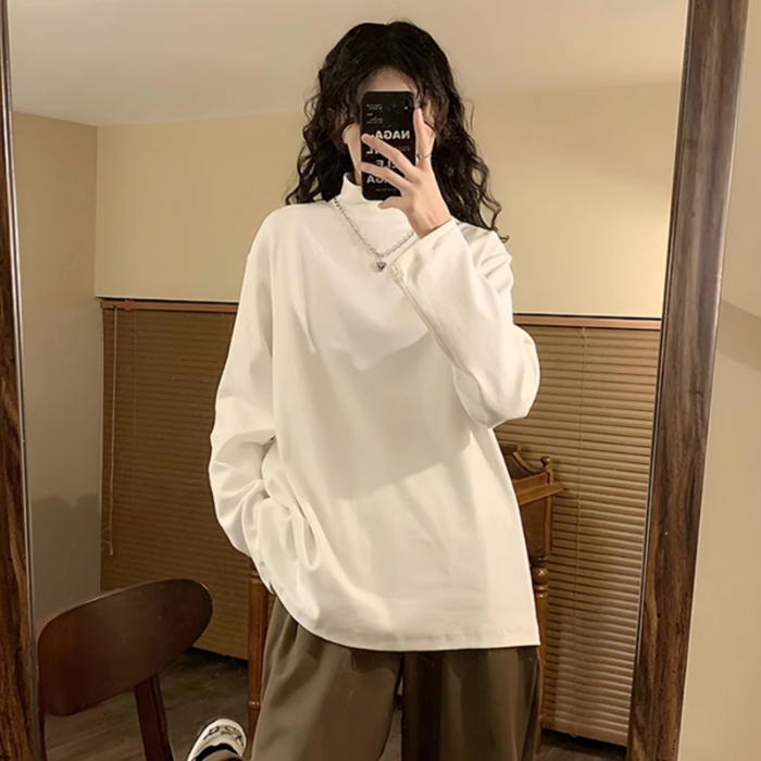 Solid color German velvet half turtleneck bottoming shirt for women 2024 autumn and winter new style long-sleeved warm cationic slim fit top