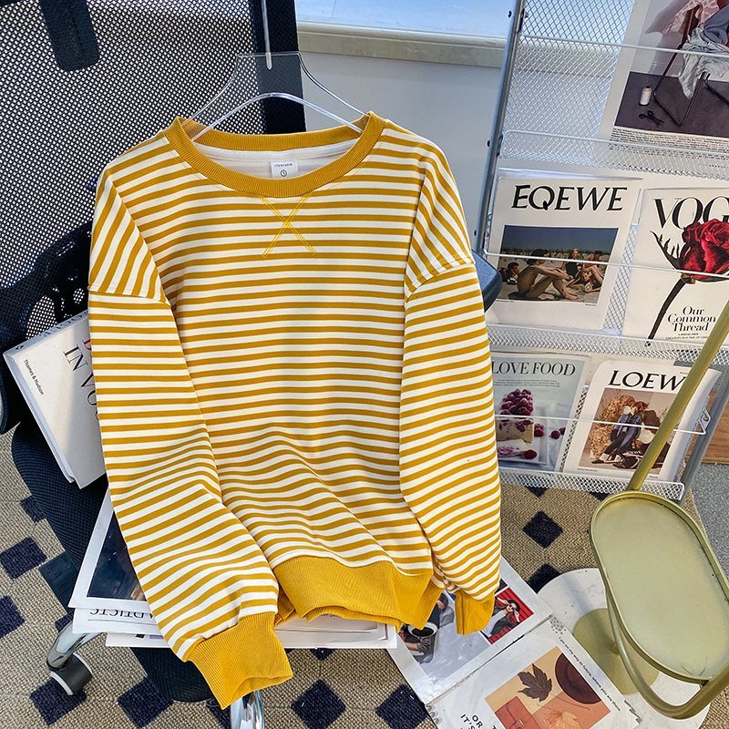 Real shot quality Korean style round neck sweatshirt for women spring and autumn thin section trendy 2024 long-sleeved T-shirt tops large size women's clothing