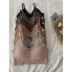 批发实拍实价 <b class='q'>春</b>夏学生蕾丝边美背内衣无钢圈螺纹运动背心聚拢裹胸