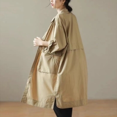 批发大码女装秋季设计感中长款风衣外套女韩版休闲宽松显瘦工装衬衫潮