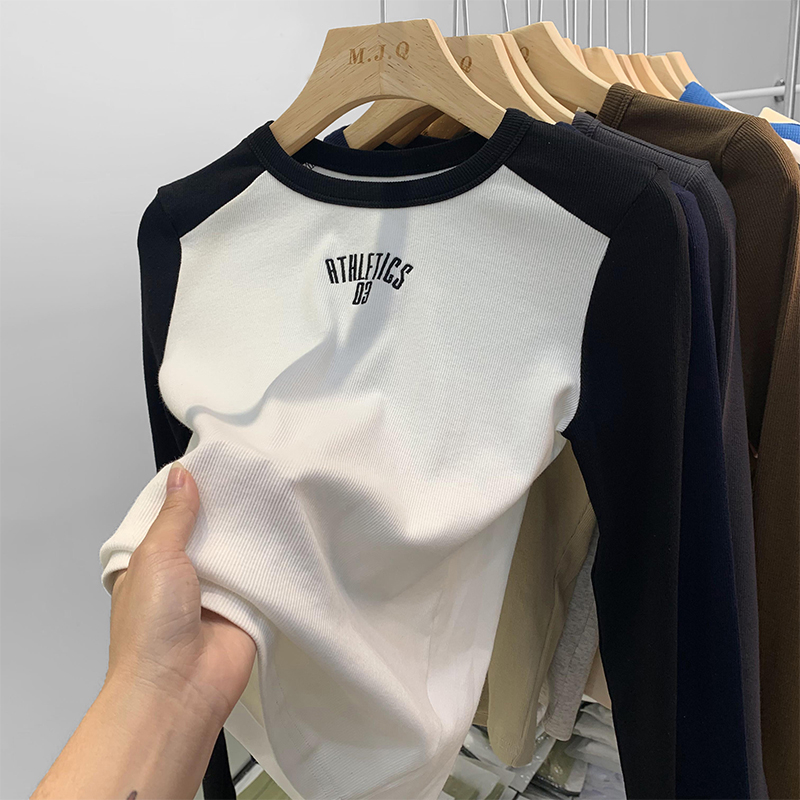 Official picture original quality long-sleeved t-shirt for women spring and autumn thin 2024 new raglan sleeve bottoming shirt round neck large size women's clothing