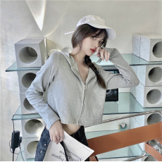 批发300克面料超火连帽开衫<b class='q'>卫衣</b>女春秋新款百搭拉链短款上衣外套ins