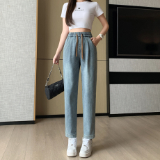 批发实拍直筒<b class='q'>牛仔</b>裤女2026夏新款百搭时尚高腰显瘦宽松休闲九分<b class='q'>哈伦</b>裤