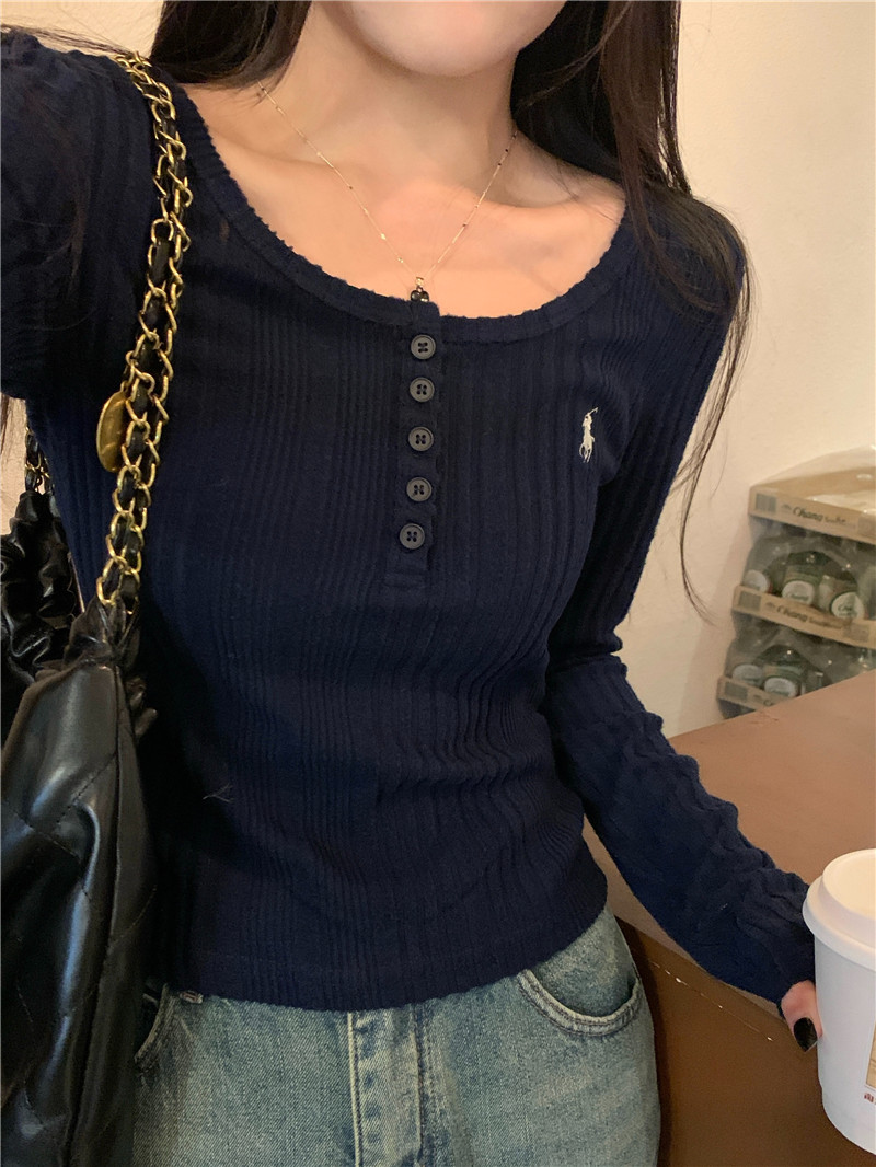 Actual shot of new pit strip bottoming shirt embroidered top