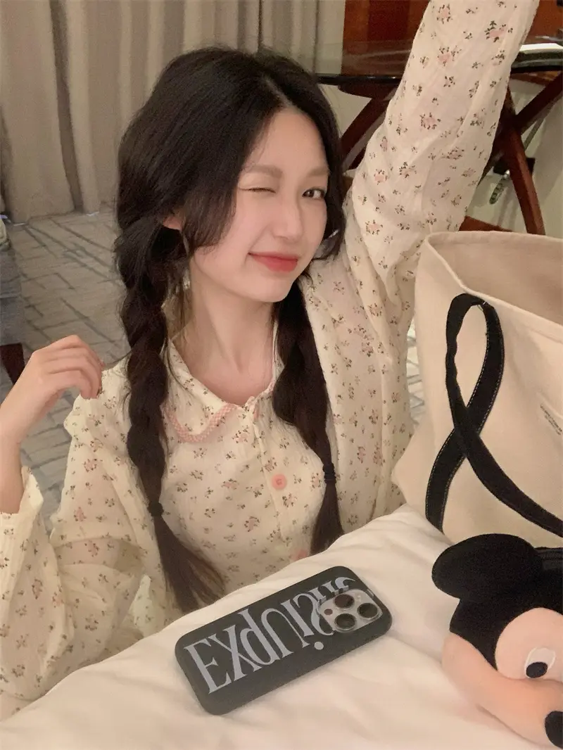 甜美碎花家居服套装 상세 이미지 2