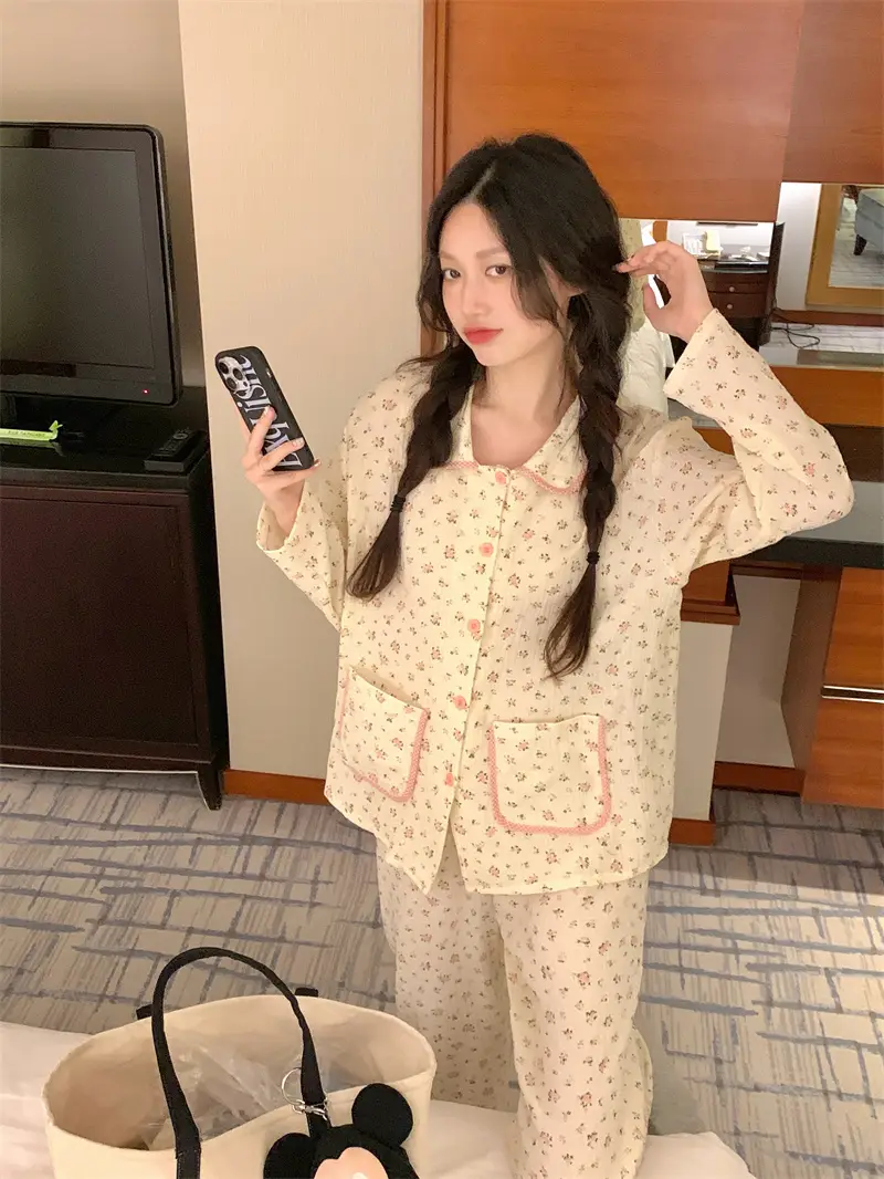 甜美碎花家居服套装 상세 이미지 3