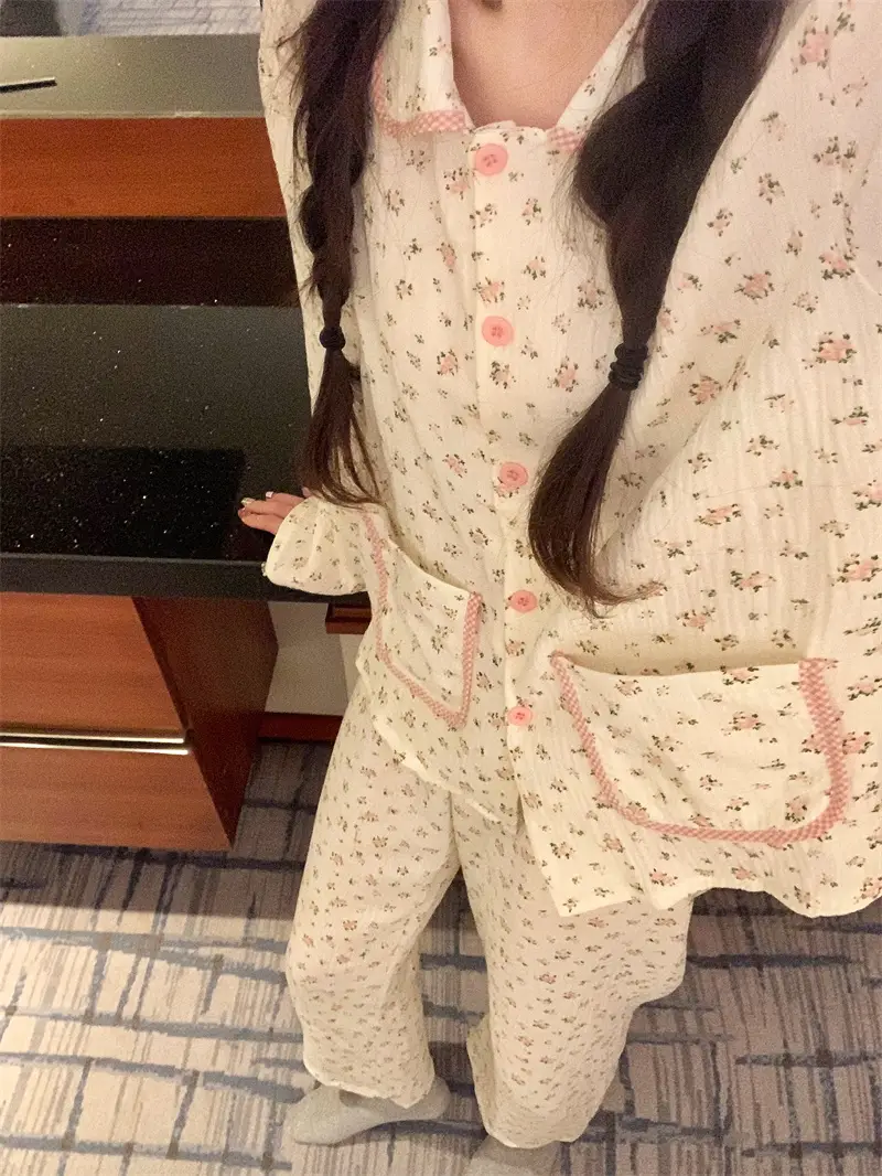 甜美碎花家居服套装 상세 이미지 8