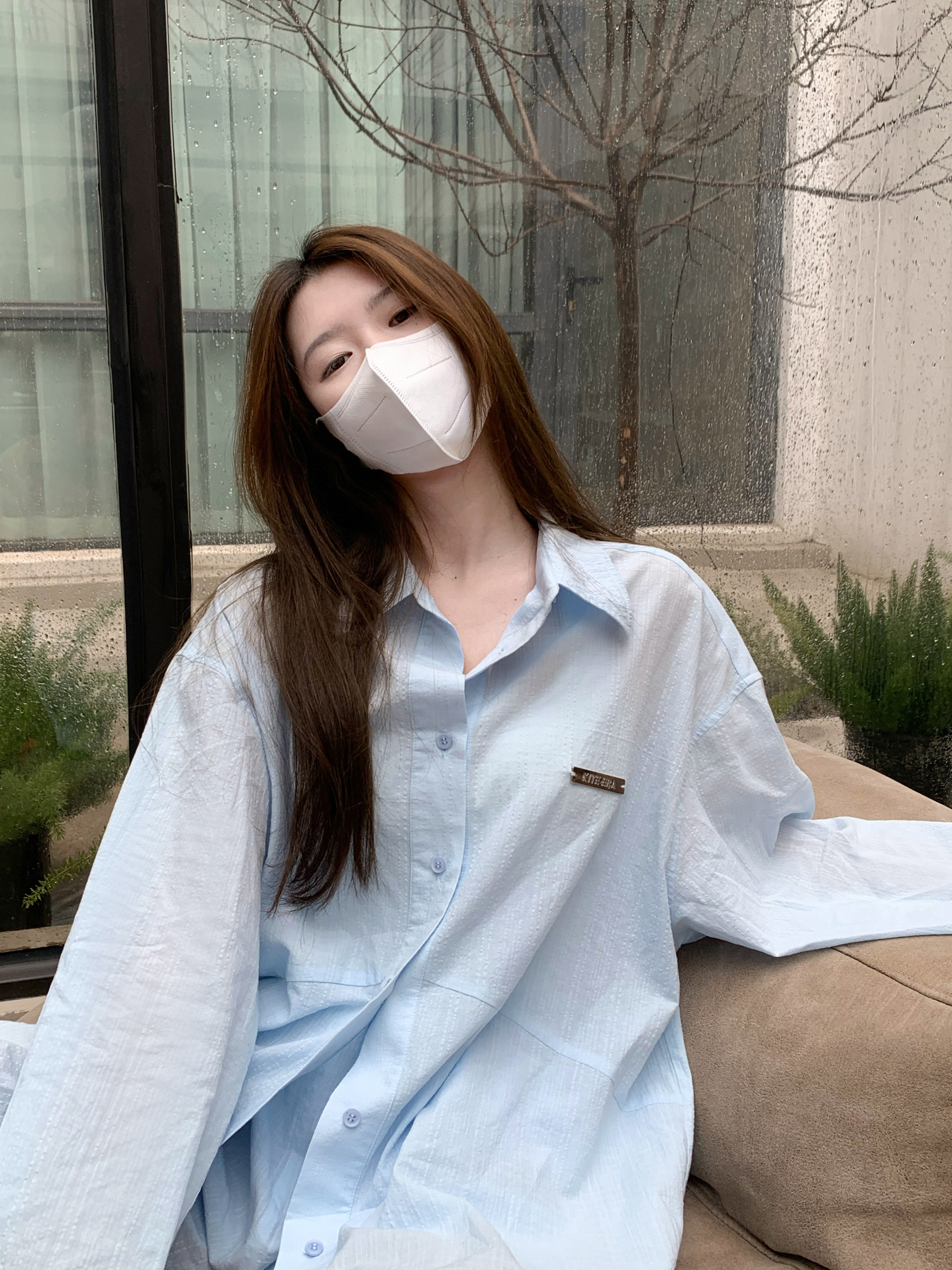 Bamboo cotton pure cotton 2024 casual thin loose drape long-sleeved shirt niche sun protection top for women