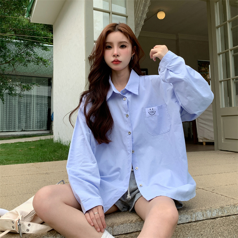 Pure cotton shirt for women 2024 spring and autumn style fat girl design niche chic long-sleeved French top