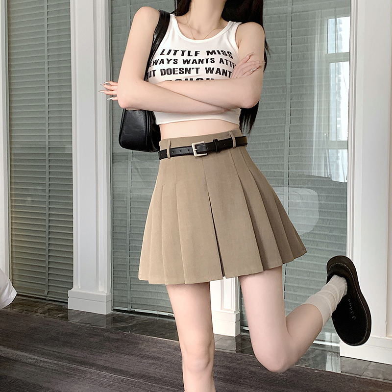 Actual shot of 2024 spring and summer new Maillard pleated skirt high-waisted fashionable A-line skirt slim and versatile short skirt