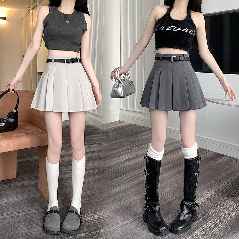 Actual shot of 2024 spring and summer new Maillard pleated skirt high-waisted fashionable A-line skirt slim and versatile short skirt