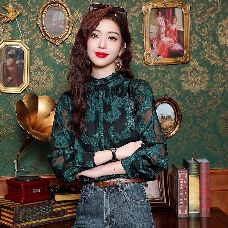 봄 새로운 여성 의류 패션 맨위 빛 요리 한 바람 긴팔 레트로 셔츠 프랑스식 디자인 센스 셔츠