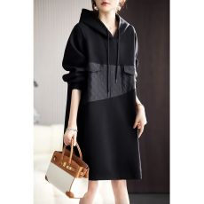 批发大码<b class='q'>欧洲站</b>时尚卫衣女2025秋季新款宽松休闲连帽<b class='q'>连衣裙</b> 真码L-5XL