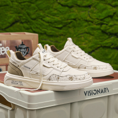 批发皮面撞色男士休闲鞋2024春季新款低帮系带透气舒适男鞋<b class='q'>韩版</b>时尚潮