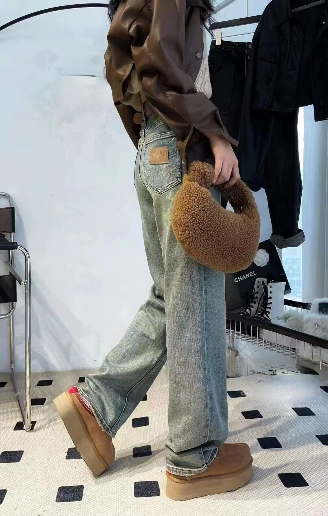 Spring retro cold brown trousers, early spring new narrow-leg floor-length trousers, western-style wide-leg trousers