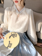 已出货2024新中式女装立领盘扣衬衫百搭显瘦时尚衬衣雪纺长袖上衣
