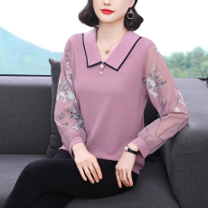 批发中老年女装<b class='q'>春</b>秋新款40-50岁长袖中年妈妈装洋气宽松大码时尚小衫